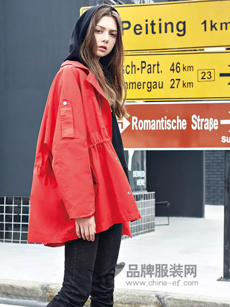 爱领领久ALLJ女装2018秋季新款韩版时尚修身中长款外套