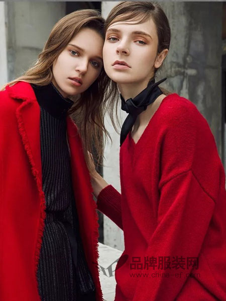 拍普儿女装2018秋季红色毛衣外套外穿百搭加厚针织衫