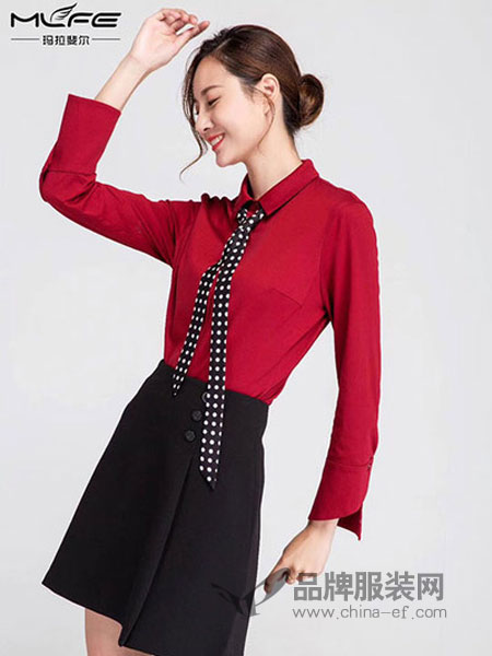 玛拉斐尔女装2018秋季韩范时尚气质显瘦雪纺上衣复古港味刺绣衬衫女长袖