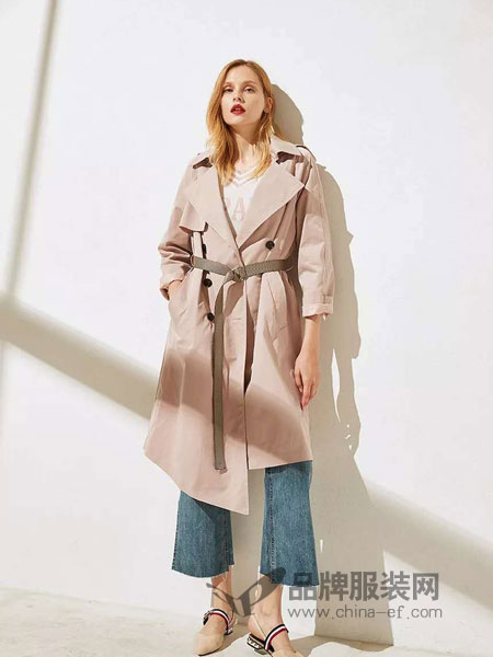 雀啡女装2018秋冬白领韩版女式风衣中长款修身纯色外套