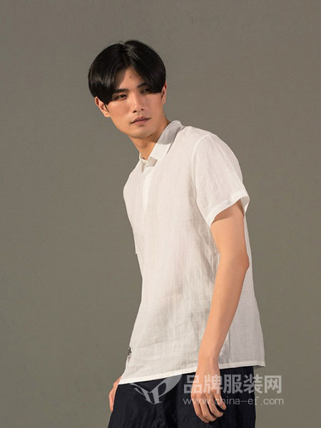 森所sensu男装2018春夏白色衬衣 薄款修身休闲商务短袖衬衫