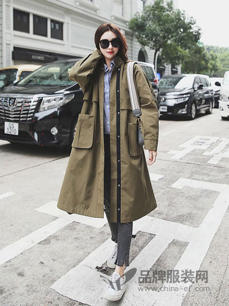 贝左女装2018秋冬新款韩版时尚修身百搭收腰系带显瘦薄款外套