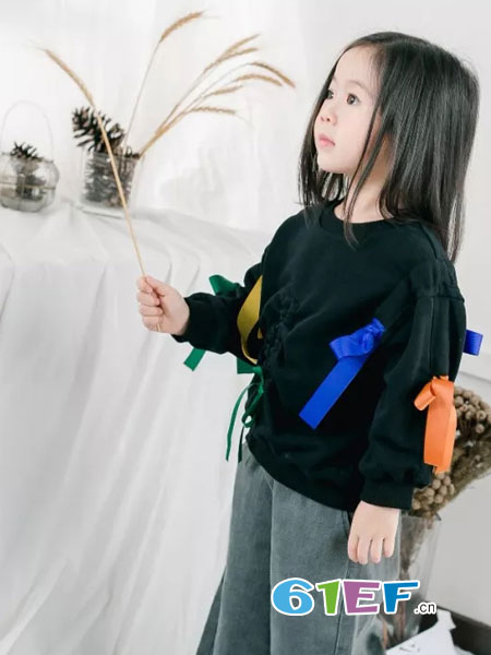 法语，第素童装2018秋冬拼接卫衣两件套 女韩版圆领卫衣套装 棉质