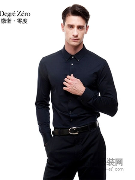 微奢零度男装纯黑衬衫