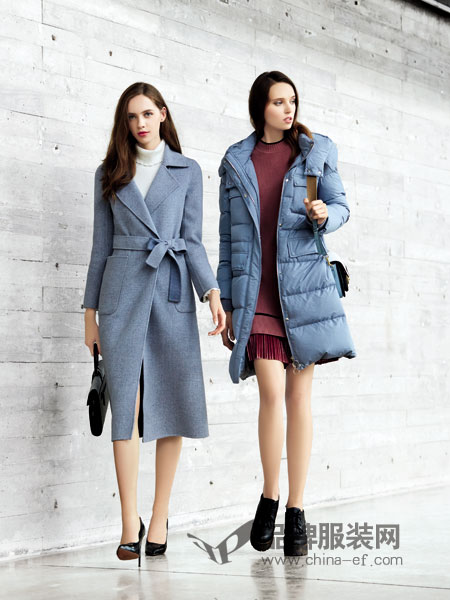 依歌女装2018秋冬时尚韩版欧美风系带双面羊毛大衣