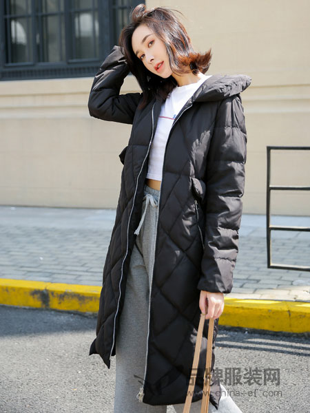 左韩女装2018秋冬时尚显瘦厚保暖中长款连帽羽绒服外套