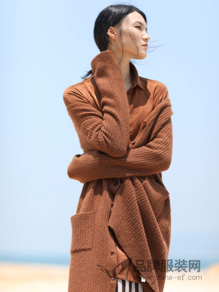 因为女装2018秋冬针织开衫中长款韩版宽松气质毛衣外套