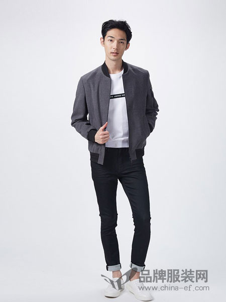 杰克沃克JACKWALK男装2018秋冬青年仿毛呢棒球领夹克 男休闲外套