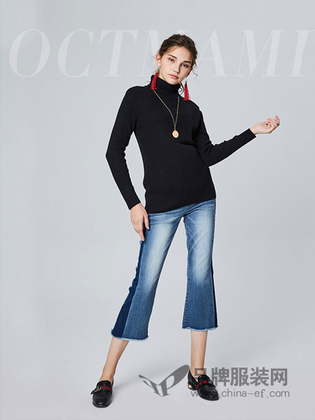 O.C.Tmami 十月妈咪女装2018秋冬高领修身纯色针织长袖