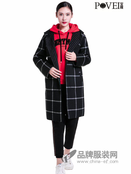 宝薇女装2018秋冬新款韩版宽松中长款羊毛呢子外套