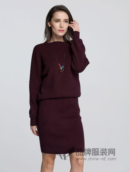 法卡蔓女装2018秋冬新款时尚两件套气质显瘦针织连衣裙