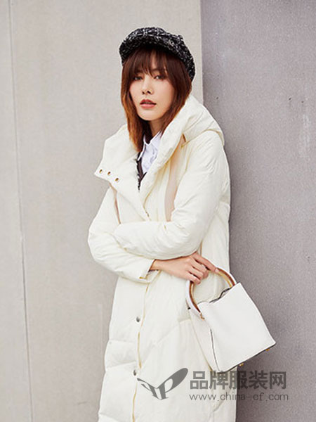 贝银BGV女装2018秋冬新款韩版显瘦过膝加厚白鸭绒外套