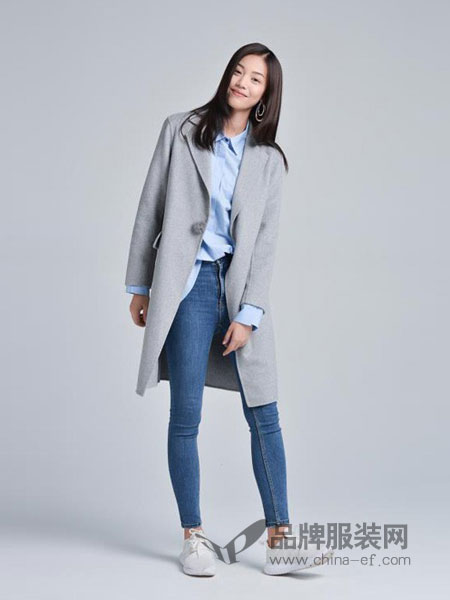 蔓瑞兰熙女装2018秋冬新品中长款韩版羊绒大衣高腰系带