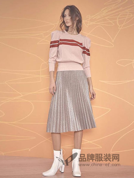 贝尔尼尼女装2018秋冬条纹长袖毛衣 休闲针织衫