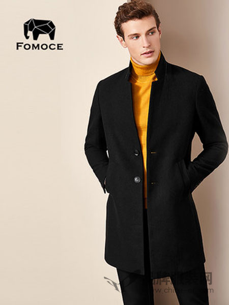 法曼斯(FOMOCE)男装2018冬季加厚中长款羊毛混纺外套