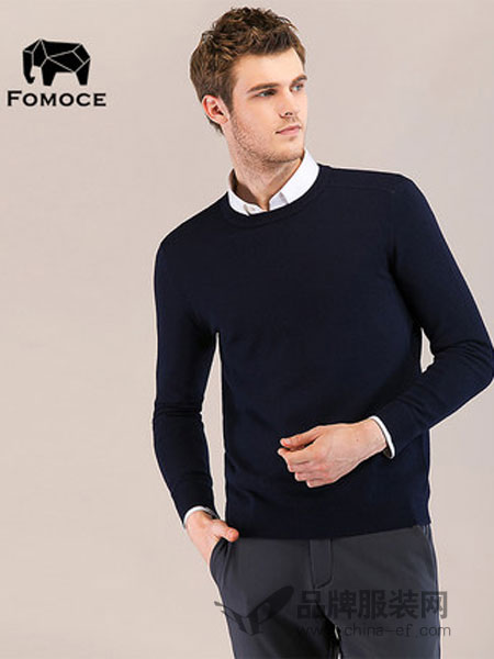 法曼斯(FOMOCE)男装2018冬季圆领套头羊毛打底衫针织衫