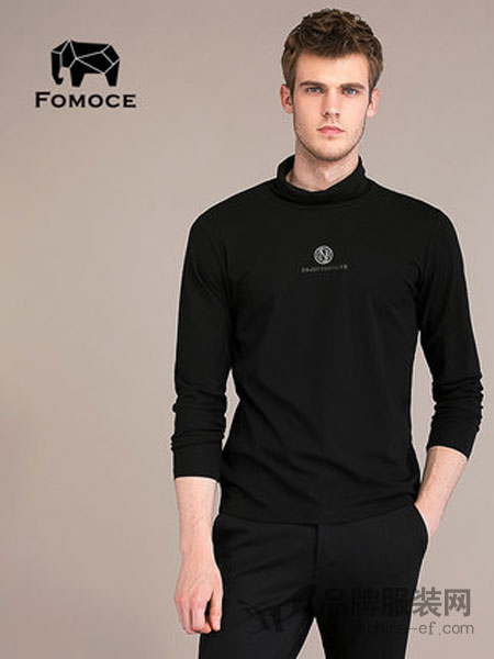 法曼斯(FOMOCE)男装2018秋冬黑色高领长袖T恤
