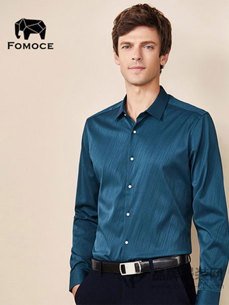 法曼斯(FOMOCE)男装2018秋冬长袖衬衫抗皱耐磨光泽合体上衣