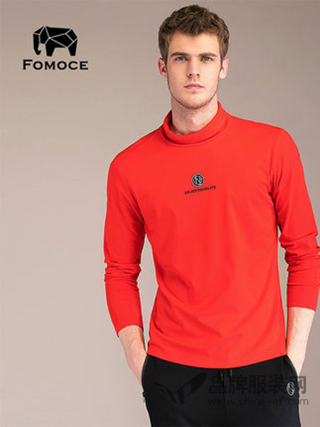 法曼斯(FOMOCE)男装2018秋冬红色高领长袖T恤
