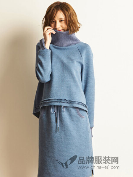 ClothScenery布景女装2018冬季文艺直筒高领收口袖羊毛上衣