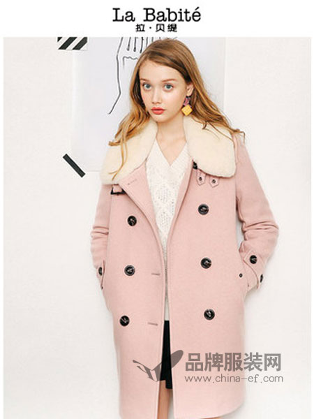 拉贝缇女装2018冬季韩版羊羔毛领流行小个子呢子大衣