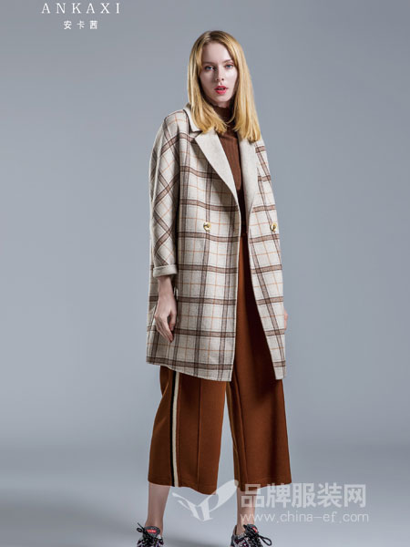 安卡茜女装2018秋冬韩版新款羊毛呢子中长款流行大衣