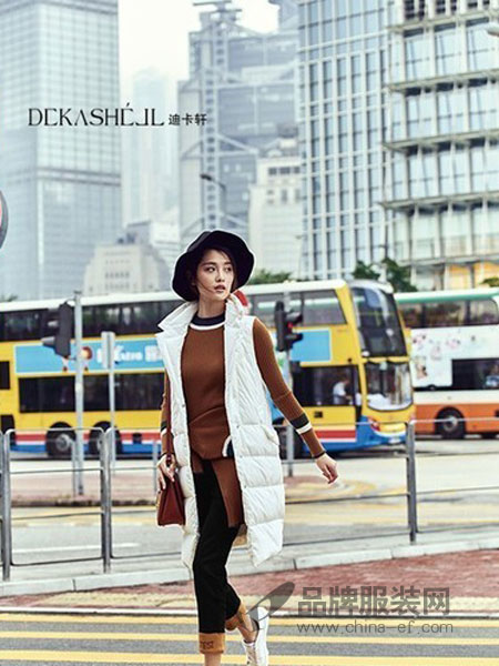 迪卡轩女装2018秋冬韩版时搭修身显瘦外套中长款翻领潮