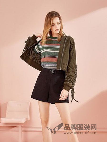 茜可可女装2018秋冬新款韩版宽松圆领针织衫条纹套头长袖毛衣