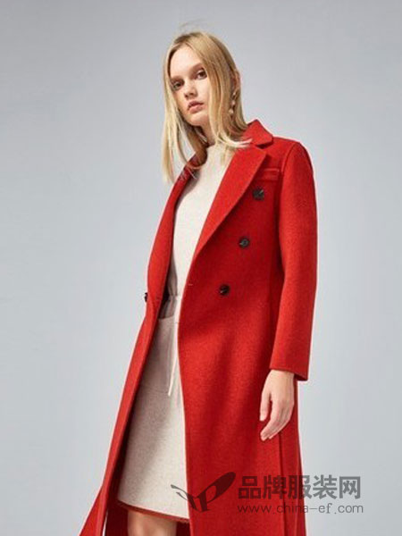 茜可可女装2018秋冬新款时尚气质简约纯羊毛外套