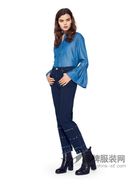 2NDDAY女装2018秋冬喇叭袖长袖上衣