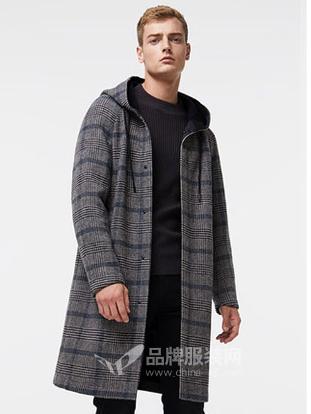 abx男装男装2018秋冬中长款韩版宽松加厚羊毛外套