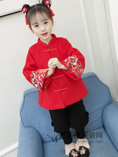 贝可欣童装2018秋冬中国风女童装拜年两件套