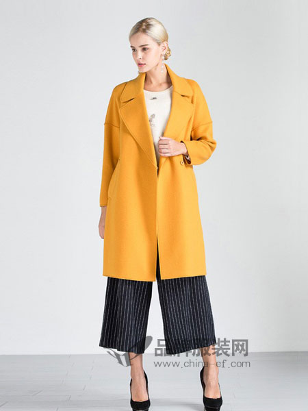 施华布朗女装2018秋冬廓形中长款羊毛大衣