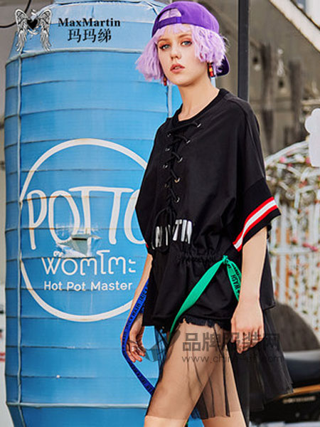 玛玛绨女装2019春季网纱拼接连衣裙中长款字母半袖T恤裙
