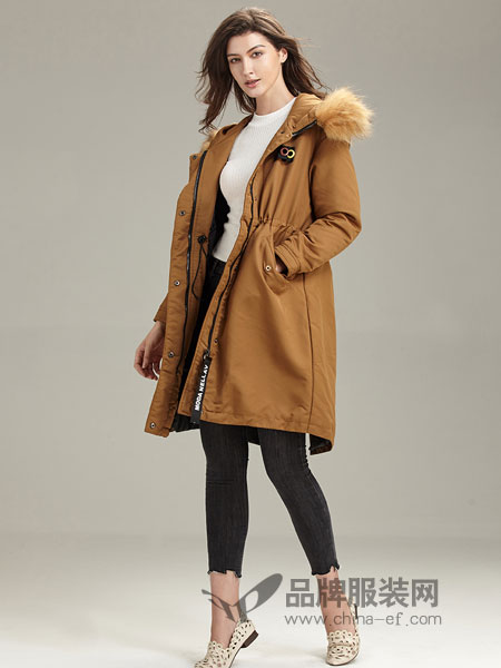 布伦圣丝女装2018冬季毛领韩版大衣外套潮