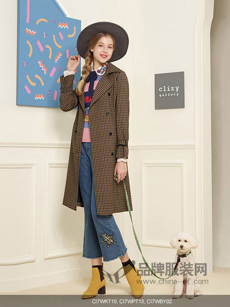 THE CLIZY女装品牌2018冬季新款修身韩版显瘦羊毛外套双面呢大衣无羊绒