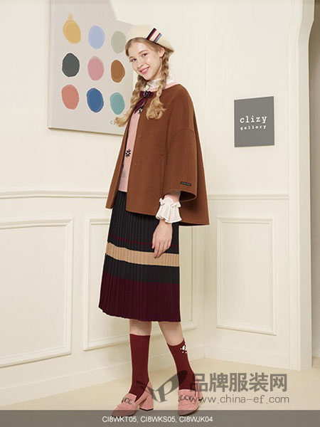 THE CLIZY女装品牌2018冬季修身毛呢外套中长款羊绒大衣