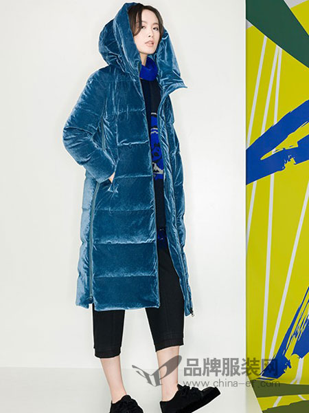 KAKO女装品牌2018冬季新品中长款加厚连帽复古保暖羽绒服