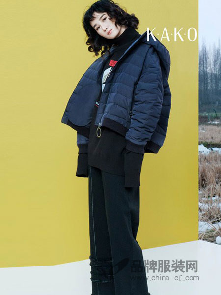 KAKO女装品牌2018冬季时尚棒球领轻薄羽绒服女宽松短款外套潮
