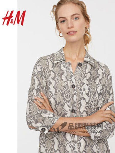 H&M女装品牌2019春季气质修身中长款连衣裙