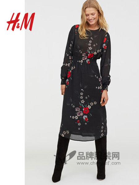 H&M女装品牌2019春季 印花连衣裙