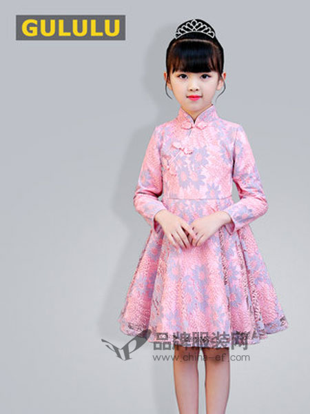 咕噜噜童装品牌2019春季加绒公主裙中国风童装新年装加厚