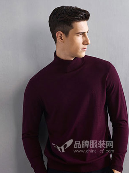 金利来男装(福建代理)男装品牌2018秋冬柔软可翻高领套头毛衣