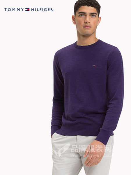 Tommy Hilfiger休闲品牌2019春季纯色套头针织衫毛衣