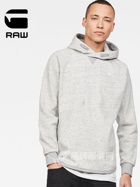 G-Star Raw休闲品牌2019春季宽松圆领套头连帽卫衣