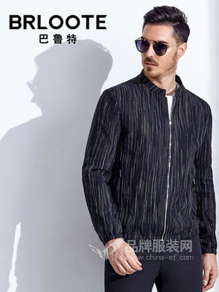 巴鲁特男装品牌2019春季素雅黑白条纹外套