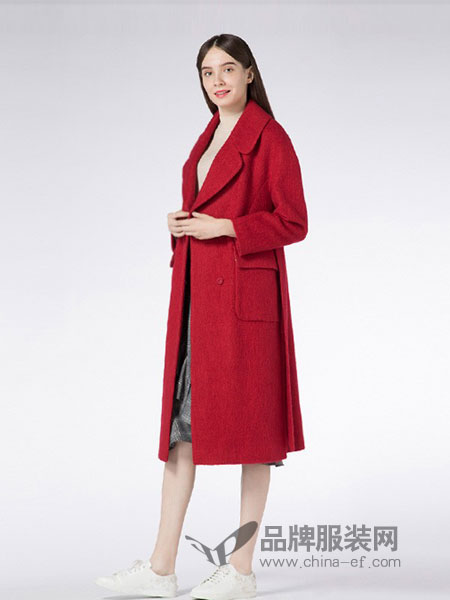 玳莎女装品牌2018秋冬新款毛呢外套修身显瘦气质韩版流行红色呢子大衣