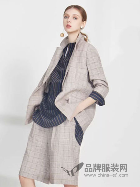 22oct女装品牌2019春夏韩版淑女格子两件套套装