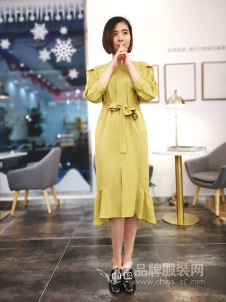 埃迪拉女装品牌2019春夏新款韩版宽松显瘦鱼尾裙中长款连衣裙