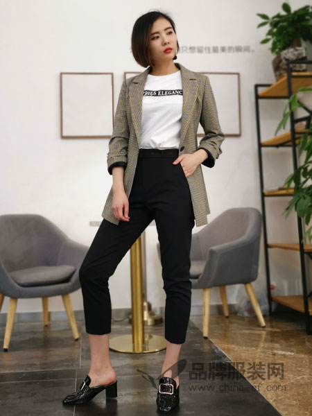 埃迪拉女装品牌2019春夏针织长裤子通勤休闲裤西裤